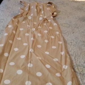 Women polka dot dress khaki and white size2,